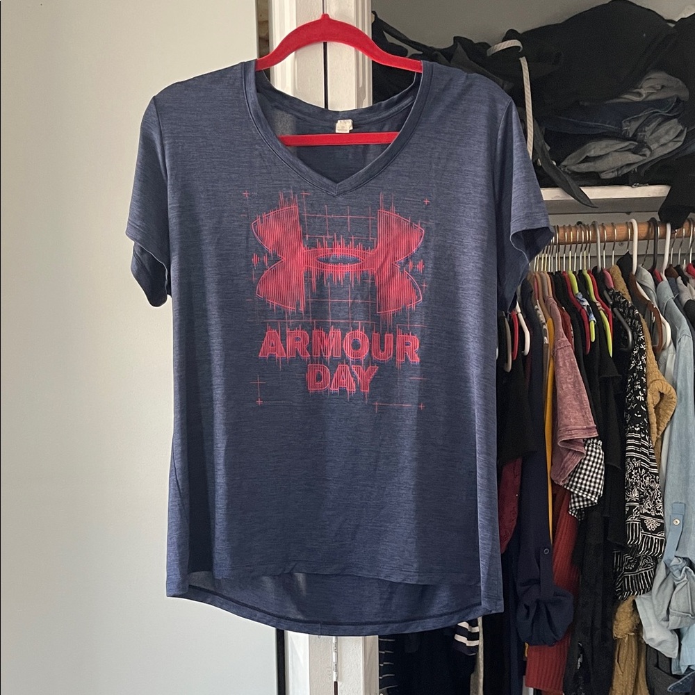 Under Armour Navy and Red Graphic Tee